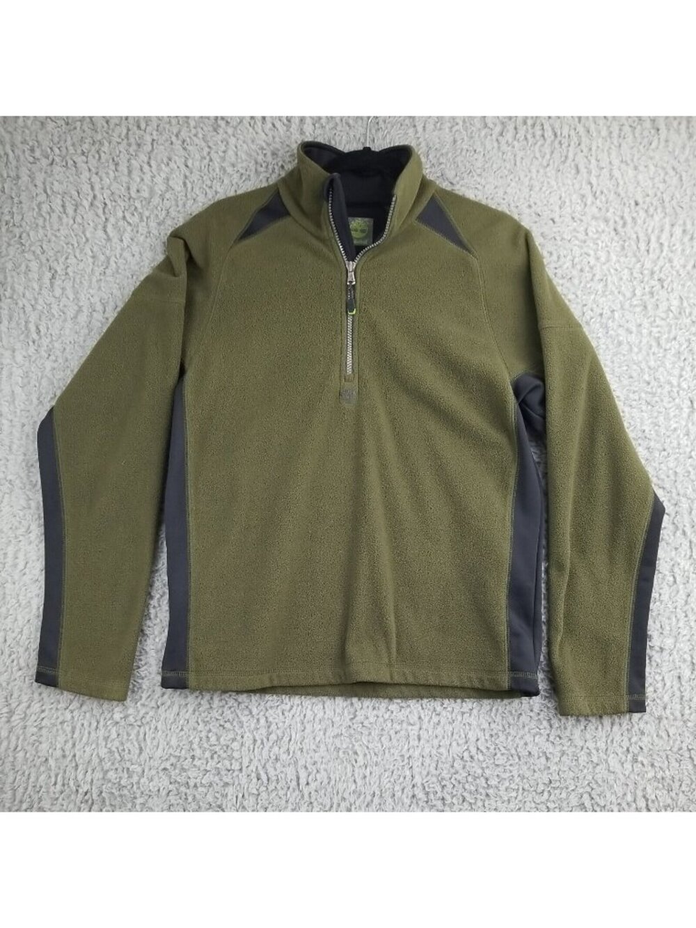 Timberland Sweater Mens Small Olive Green 1/4 Zip Polyester Fleece Pullover Hiki
